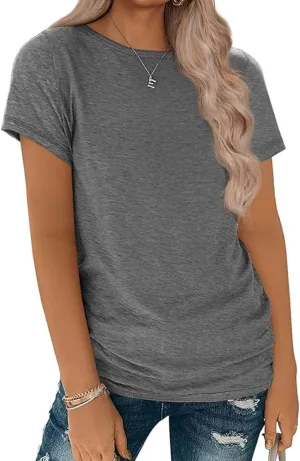 Shirts for Women Round Neck Womens Tops Short Sleeve Shirts Summer Tops Fashion Basic Tee