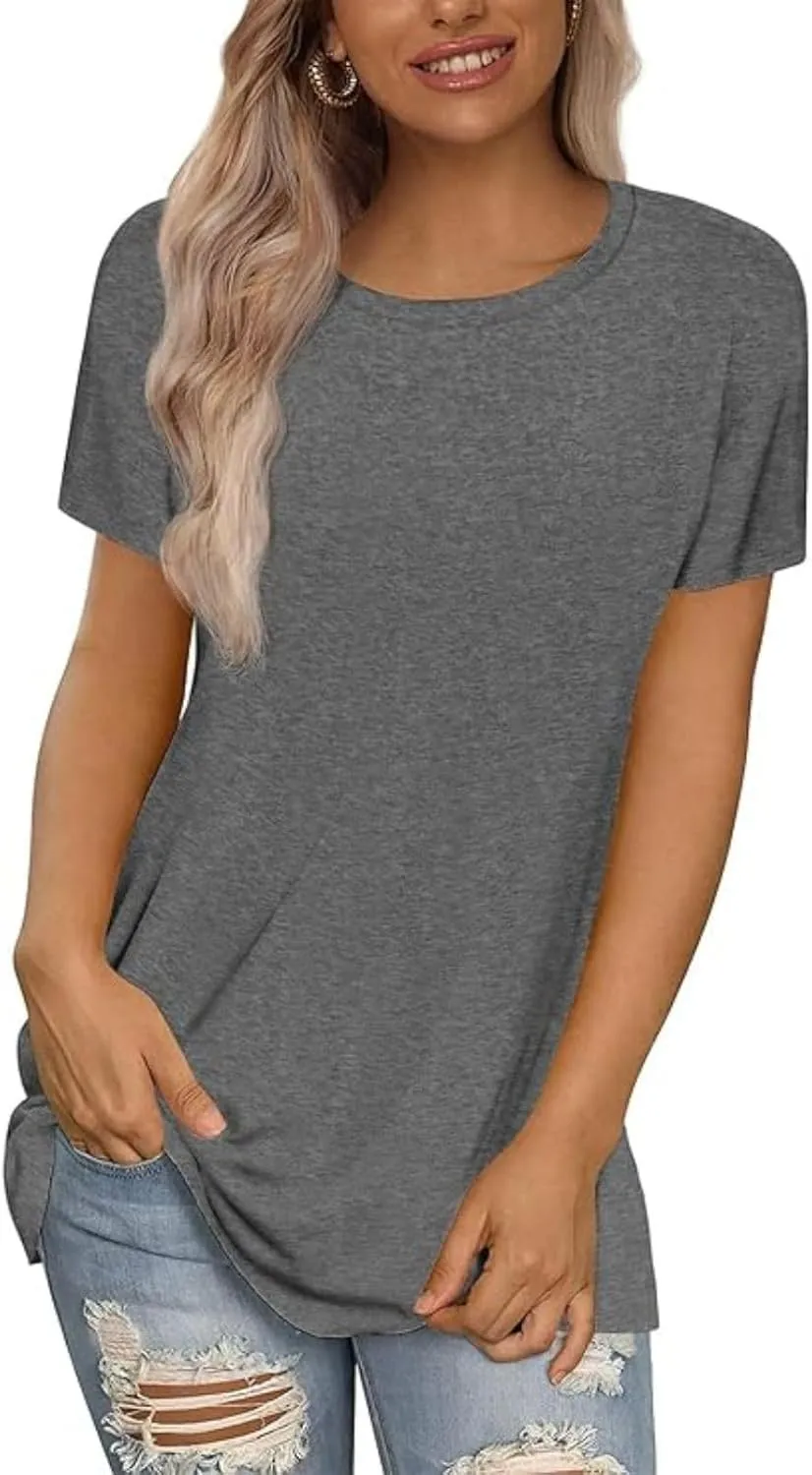 Shirts for Women Round Neck Womens Tops Short Sleeve Shirts Summer Tops Fashion Basic Tee
