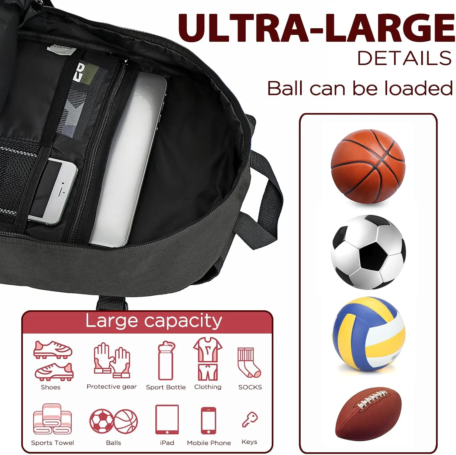 Soccer Backpack,Basketball Backpack for Basketball Accessories Training Equipment Fits Volleyball,Soccer,Sports Gifts
