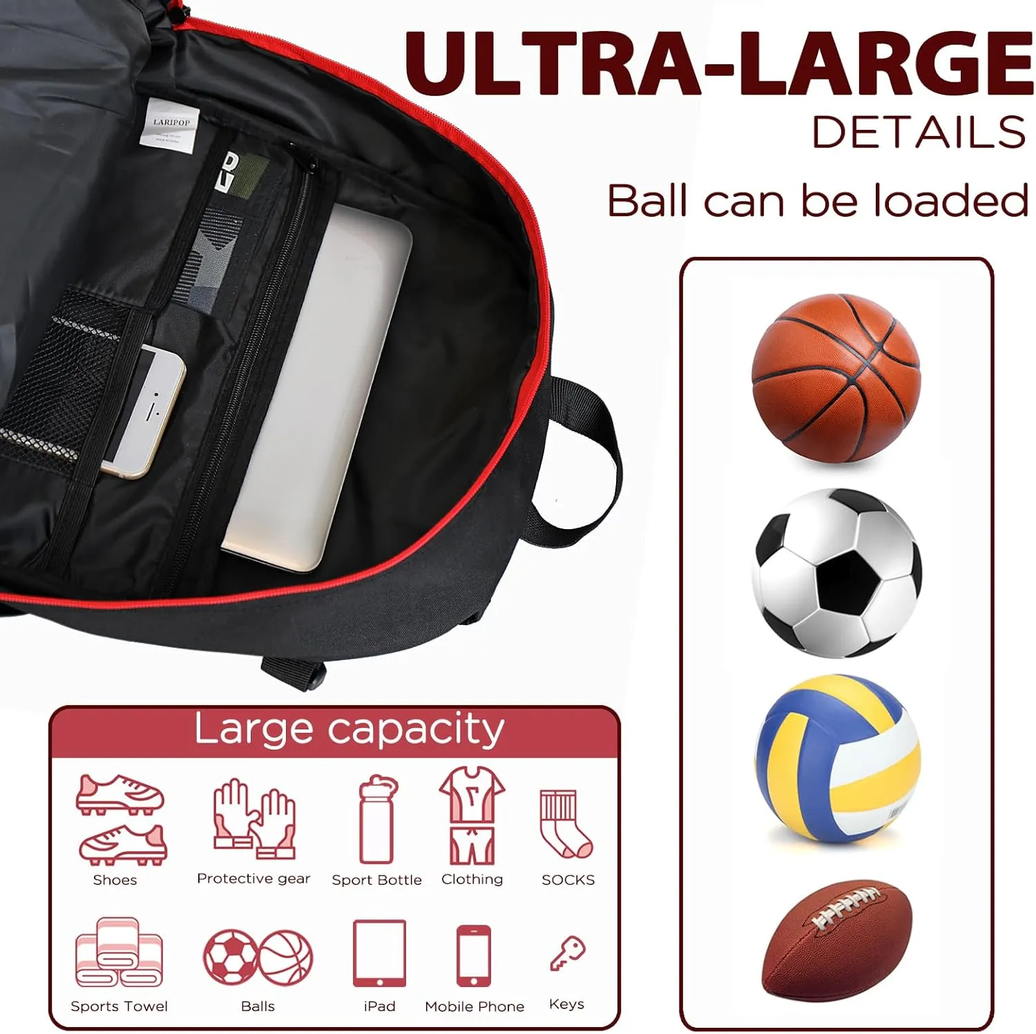 Soccer Backpack,Basketball Backpack for Basketball Accessories Training Equipment Fits Volleyball,Soccer,Sports Gifts