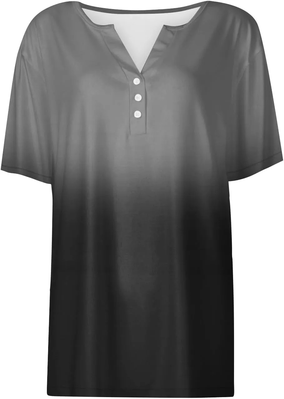 Summer Tops for Women 2025 Casual Short Sleeve V Neck Shirt Trendy Business Dressy Tunic Tops