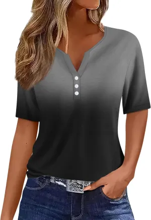 Summer Tops for Women 2025 Casual Short Sleeve V Neck Shirt Trendy Business Dressy Tunic Tops