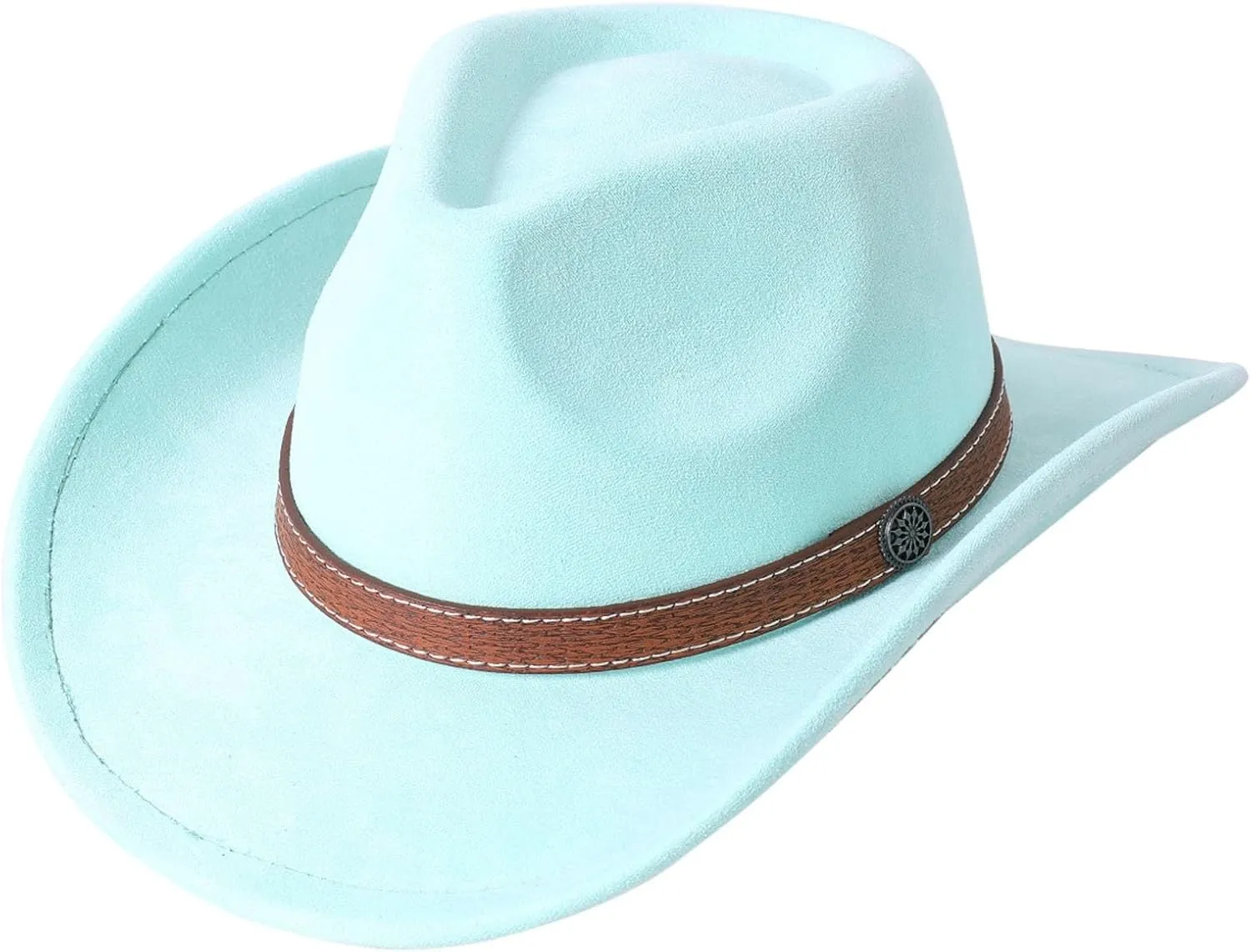 Summer Western Cowboy Hat for Women Men Breathable Short Wide Brim Felt Beach Cowgirls Cattleman Cowboys Hats
