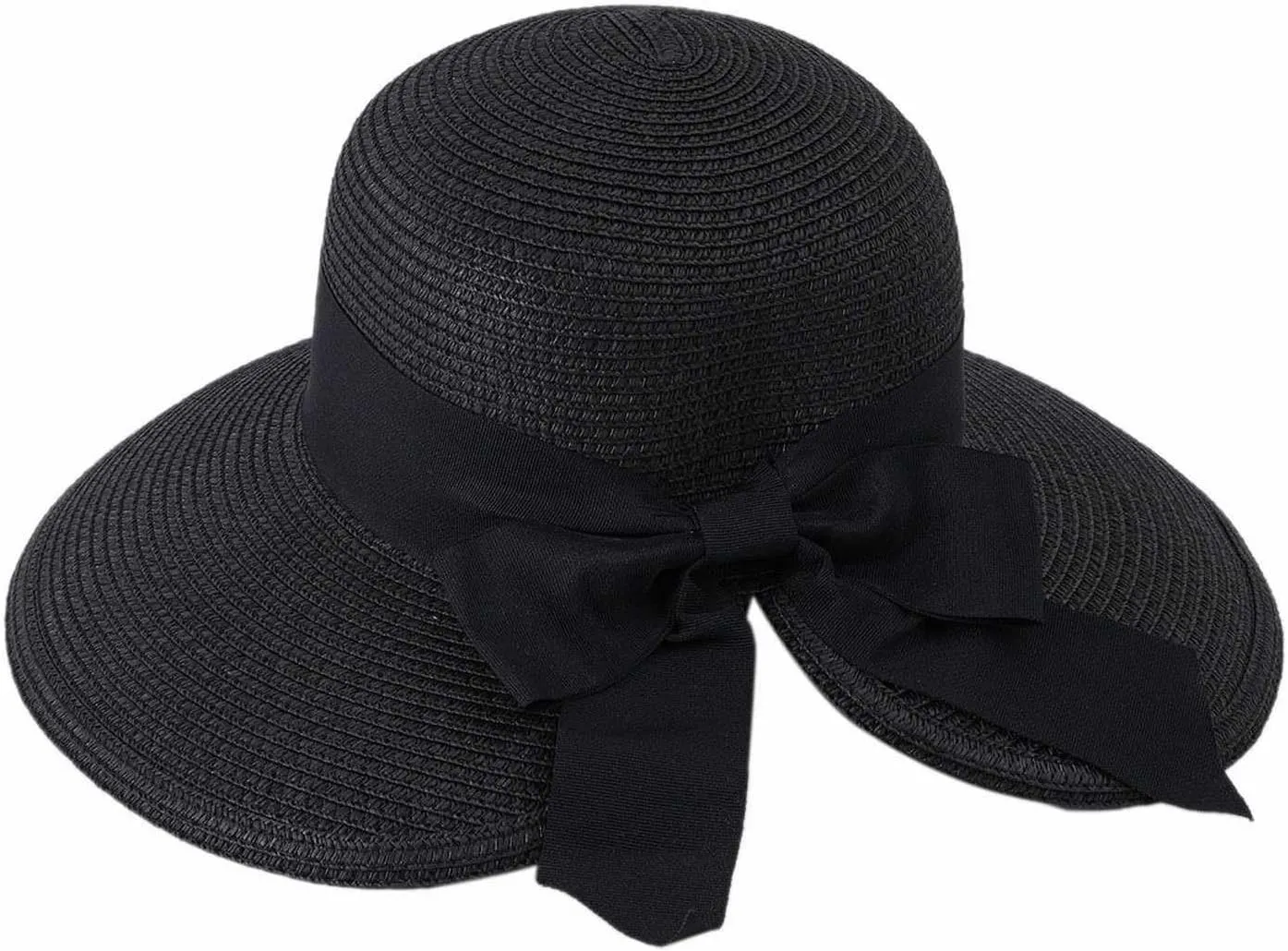Sun Hats Women Ladies Sunhats Summer Hat Ponytail Beach Hat Wide Brim Hat Foldable Hat Brimmed Hats (Black, One Size)