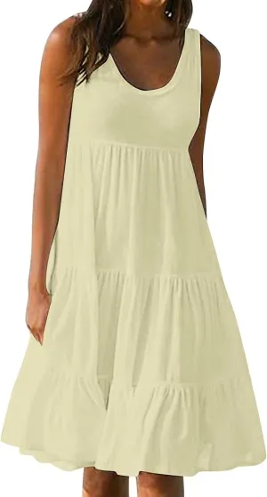 Sundresses for Women Casual Beach Vacation Sleeveless Resort Wear Tropical Summer Tank Dress Cocktail Dresses