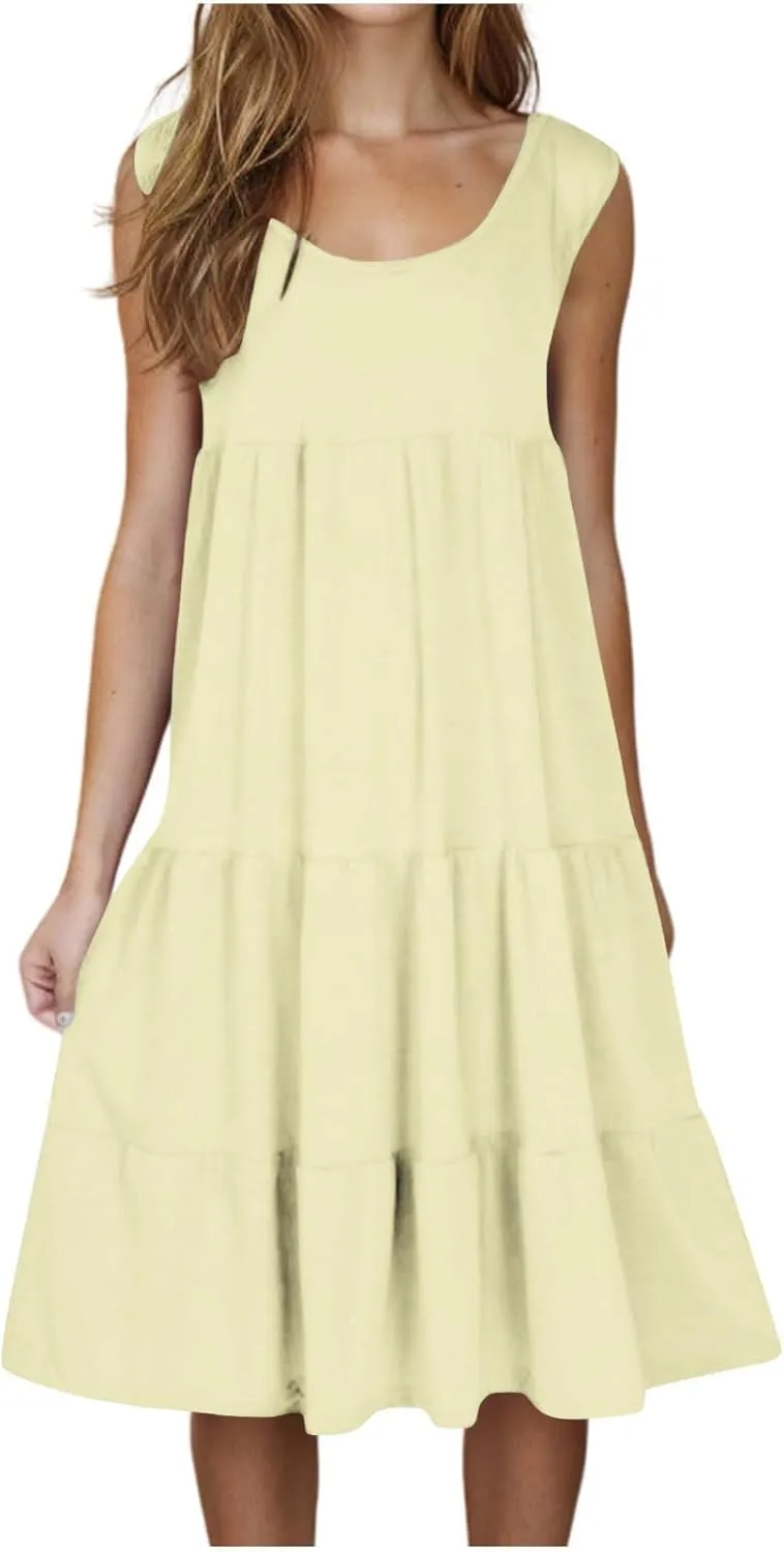 Sundresses for Women Casual Beach Vacation Sleeveless Resort Wear Tropical Summer Tank Dress Cocktail Dresses