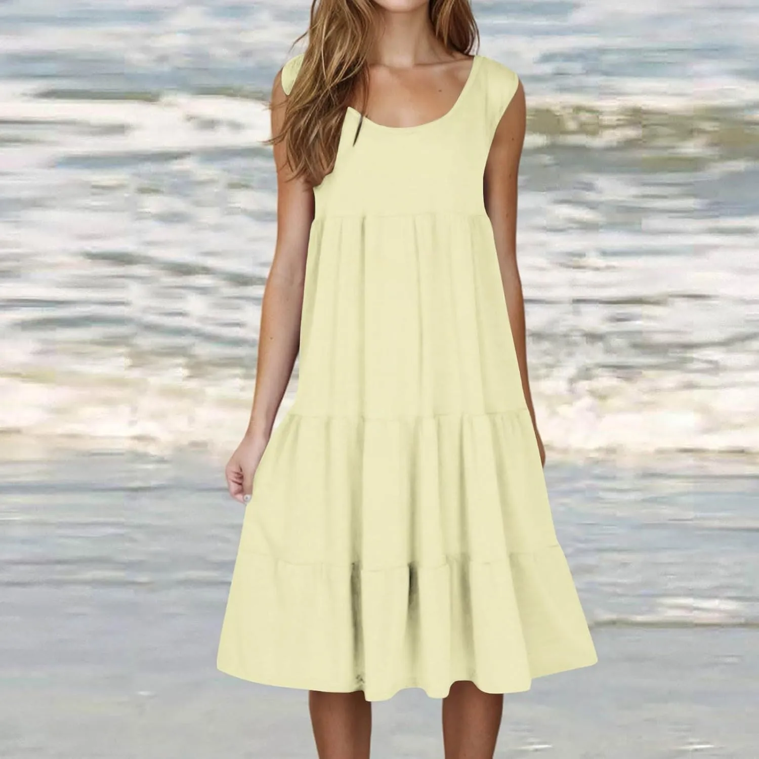 Sundresses for Women Casual Beach Vacation Sleeveless Resort Wear Tropical Summer Tank Dress Cocktail Dresses