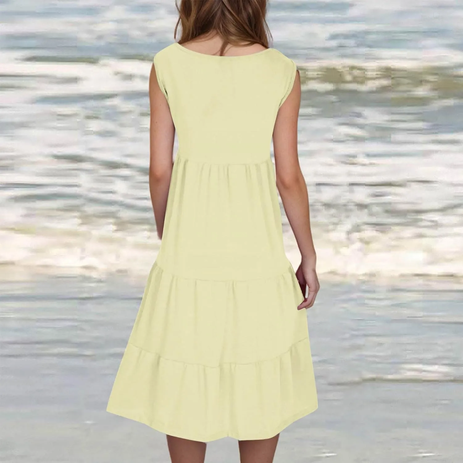 Sundresses for Women Casual Beach Vacation Sleeveless Resort Wear Tropical Summer Tank Dress Cocktail Dresses