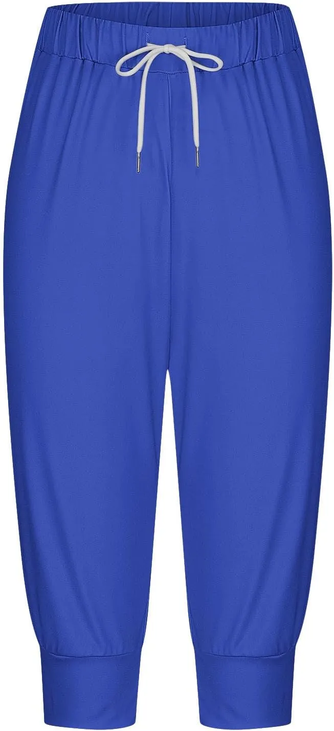 Sweatpants Capris for Women Baggy Drawstring Joggers Lightweight Cinch Bottoms Workout Athletic Sports Lounge Pants