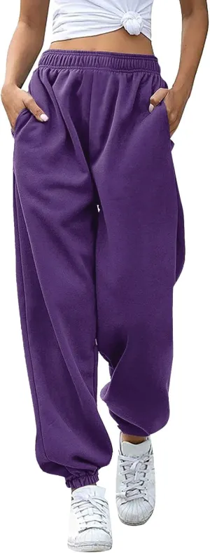 Sweatpants Women Women's High Waisted Sweatpants Workout Active Joggers Pants Baggy Lounge Bottoms