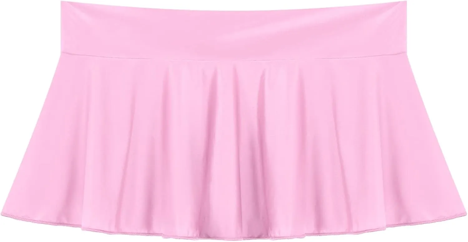 Sxiwei Woman's Micro Mini Sexy A-line Skirt Flared Pleated School Girl Cosplay Role Play Lingerie