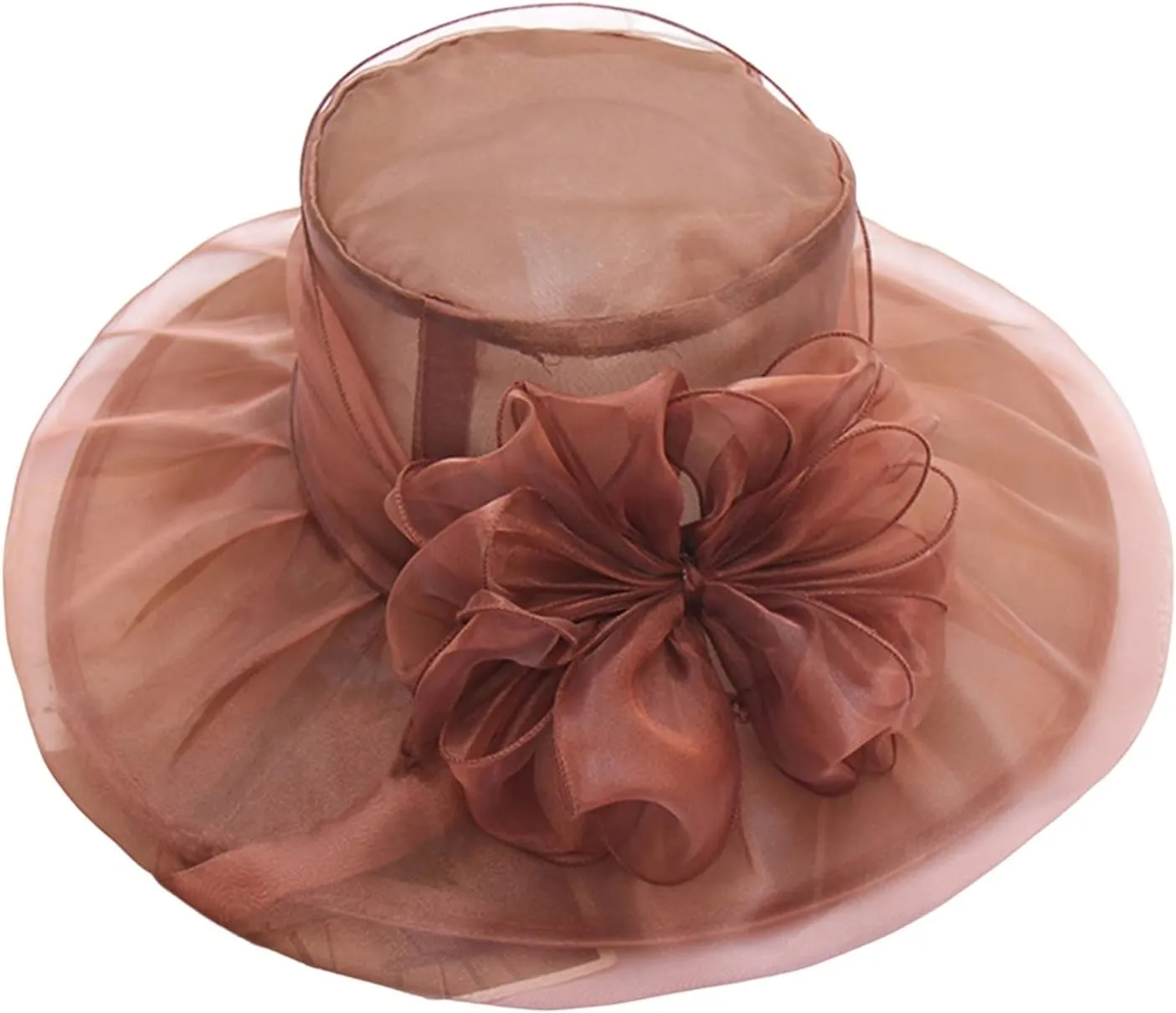 Tea Hats for Women Derby Fascinators Church Garden Party Easter Outfits Wide Brim Organza Leaf Flower Summer Hat