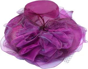 Tea Party Accessories for Women Wide Brim Flower Fascinator Hats Summer Ruffles Cap Sun Bowler