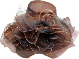 Tea Party Accessories for Women Wide Brim Flower Fascinator Hats Summer Ruffles Cap Sun Bowler