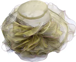 Tea Party Accessories for Women Wide Brim Flower Fascinator Hats Summer Ruffles Cap Sun Bowler