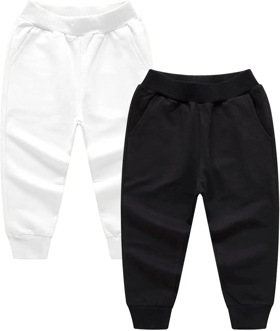 Toddler Baby Boy's Pull On Cotton Jogger Pants Stretch Knit Pants Infant Girls Athletic Sweatpants Bottoms