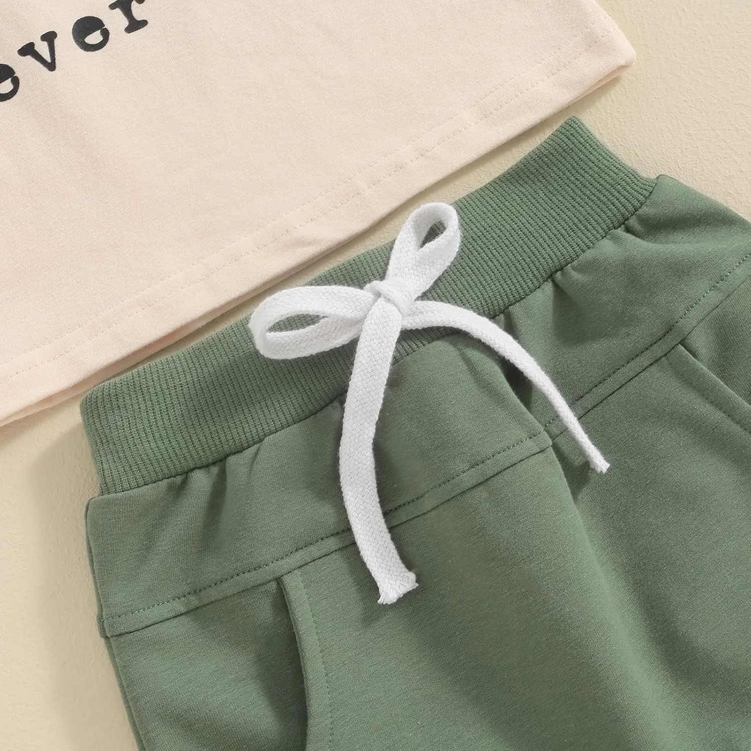 Toddler Boy Summer Outfit Infant Baby Boy Clothes Letters Short Sleeve T-shirt Top Elastic Waist Shorts Set 2Pcs
