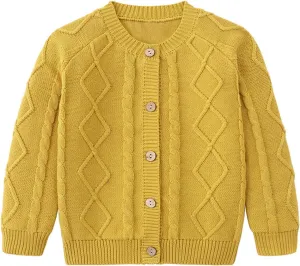 Toddler Boys Girls Chunky Knit Cardigan Sweater Button Long Sleeve Kids School Uniform Fall Winter Jacket