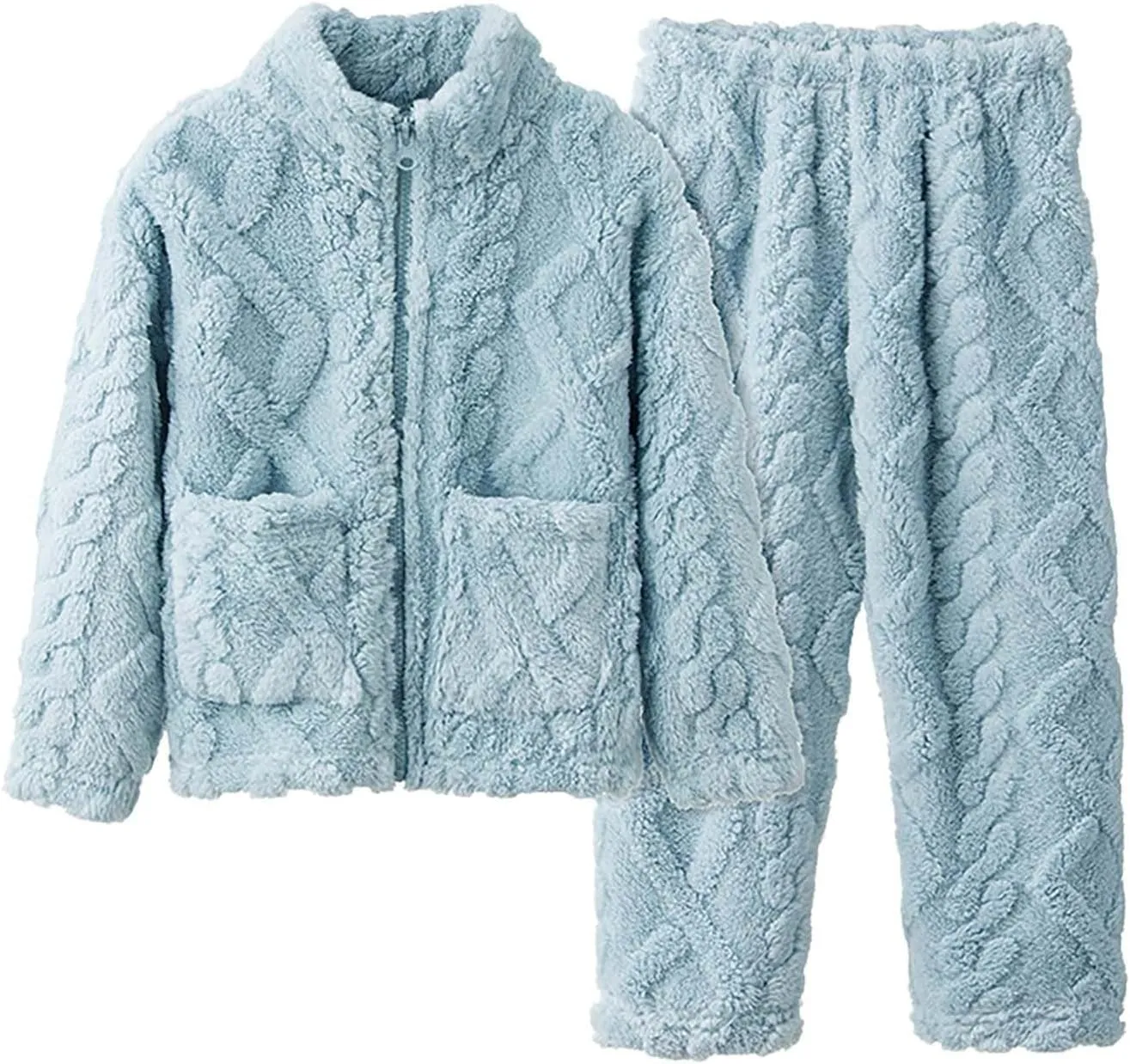 Toddler Boys Girls Fleece aamas Set Kids Winter leepwear Thicken Warm Flannel js Zipper oungewear Top Pants