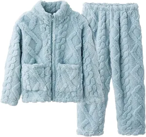 Toddler Boys Girls Fleece aamas Set Kids Winter leepwear Thicken Warm Flannel js Zipper oungewear Top Pants