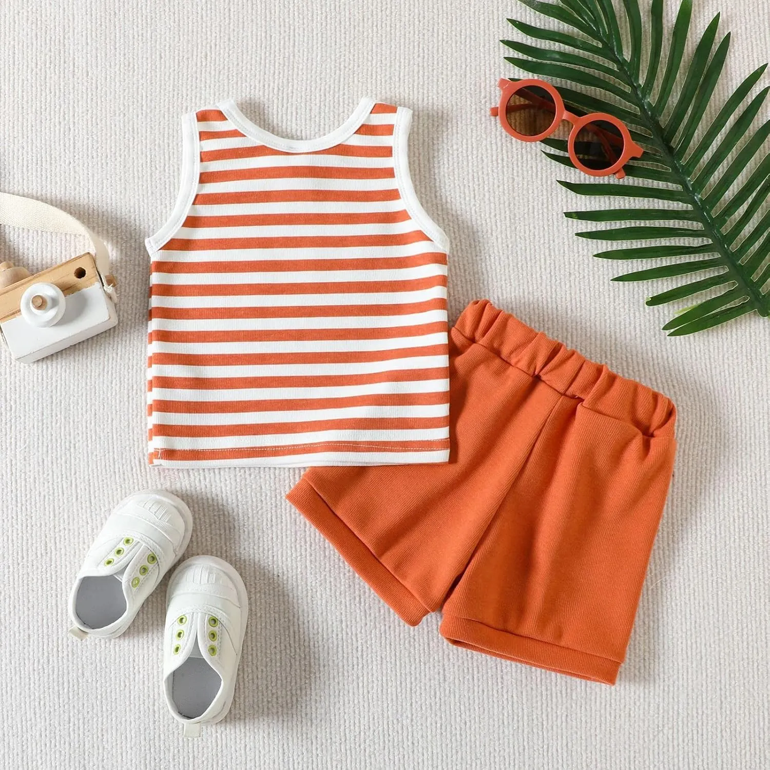 Toddler Boys Girls Sleeveless Clothing Children Kids Pajamas Boy's Sleepwear Striped Tops Shorts Baby Ties for Boys