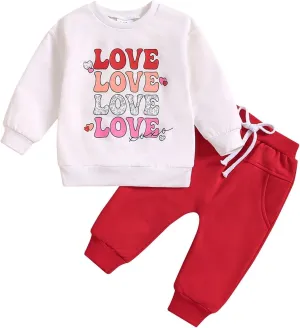 Toddler Boys Valentine's Day Spring Sports Long Sleeve Round Neck Pullover Toddler Clothes Lot Toddler Boys Cute Outfits