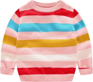 Toddler Evening Blouse Toddler Kids Girls Boys Sweater Casual Stripe Prints Knitted Long Sleeve Outwear Top Sweater