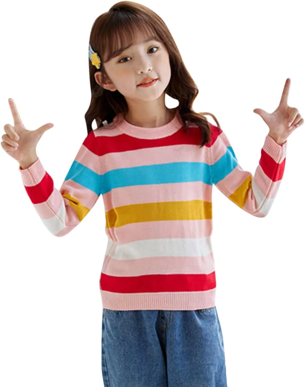 Toddler Evening Blouse Toddler Kids Girls Boys Sweater Casual Stripe Prints Knitted Long Sleeve Outwear Top Sweater