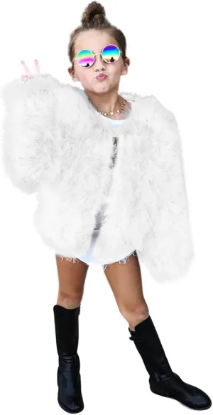 Toddler Girls Faux Fu Jacket Open Front Fu Cardigan Trendy Shaggy Jacket Kids Girls Furry Coat Thicken Winter 4t