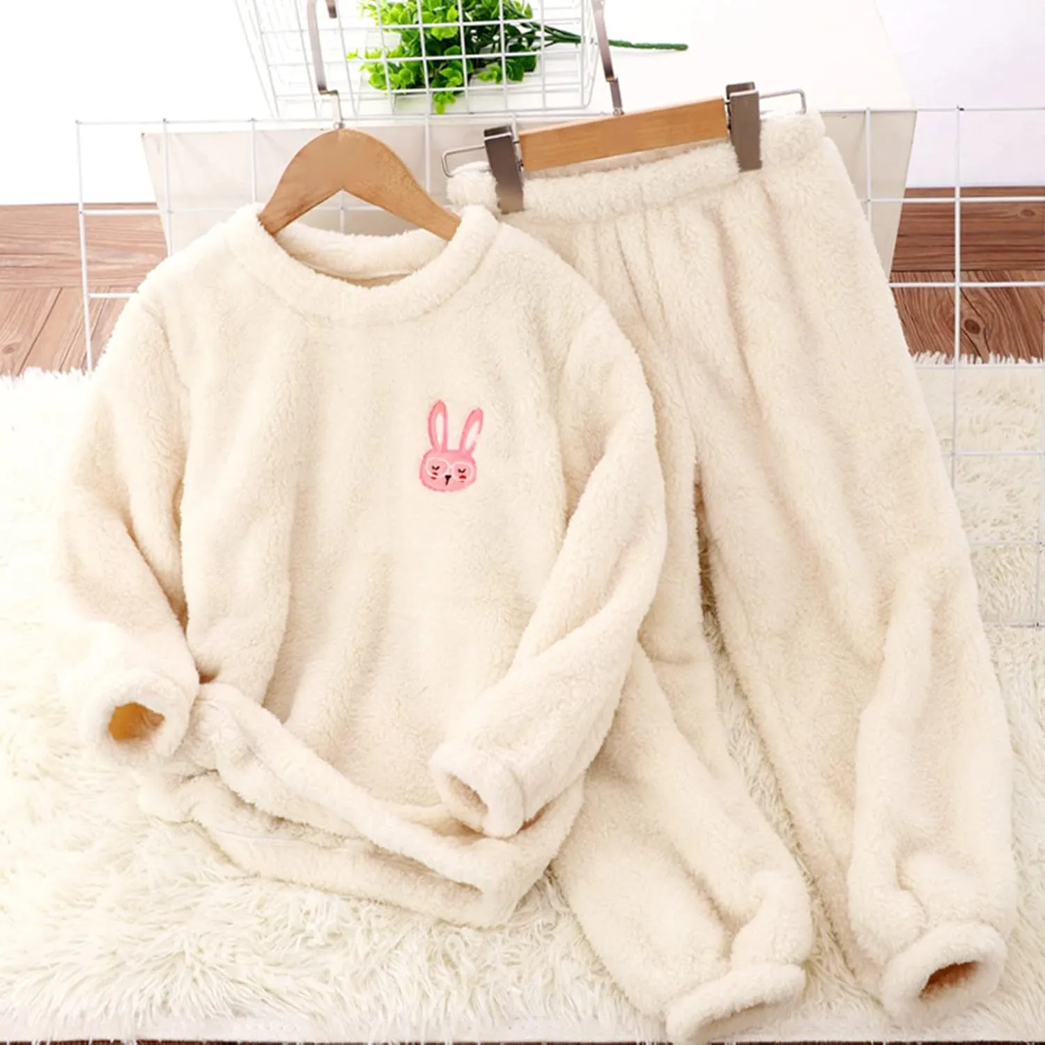 Toddler Kids Flannel  Outfits Plush  Boys Girls Warm Fleece  Set oungewear