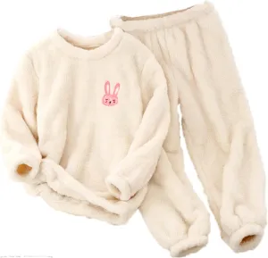 Toddler Kids Flannel  Outfits Plush  Boys Girls Warm Fleece  Set oungewear