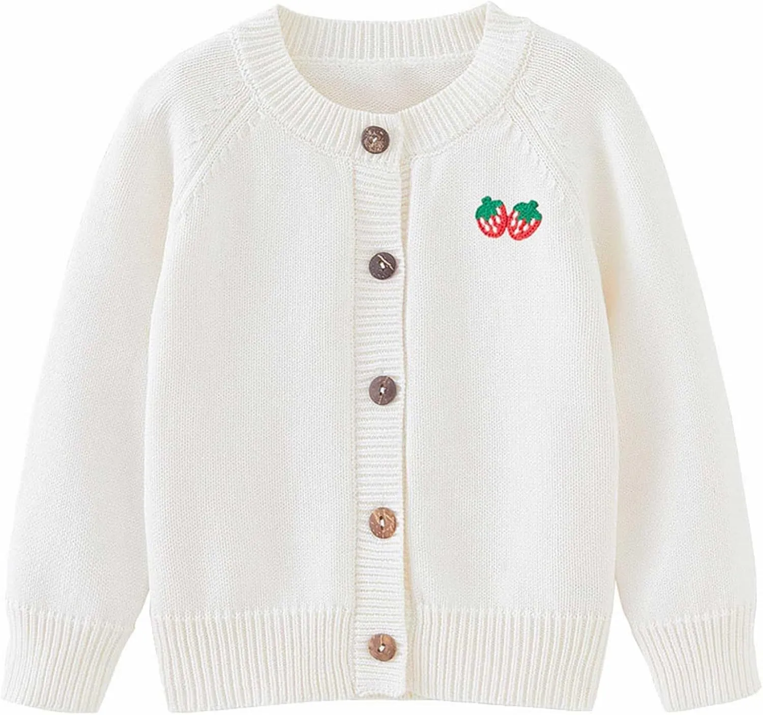 Toddler Little Girl Clothes Knitting Cardigan Sweater Winter Strawberry Print Button Solid Color Knit Jacket
