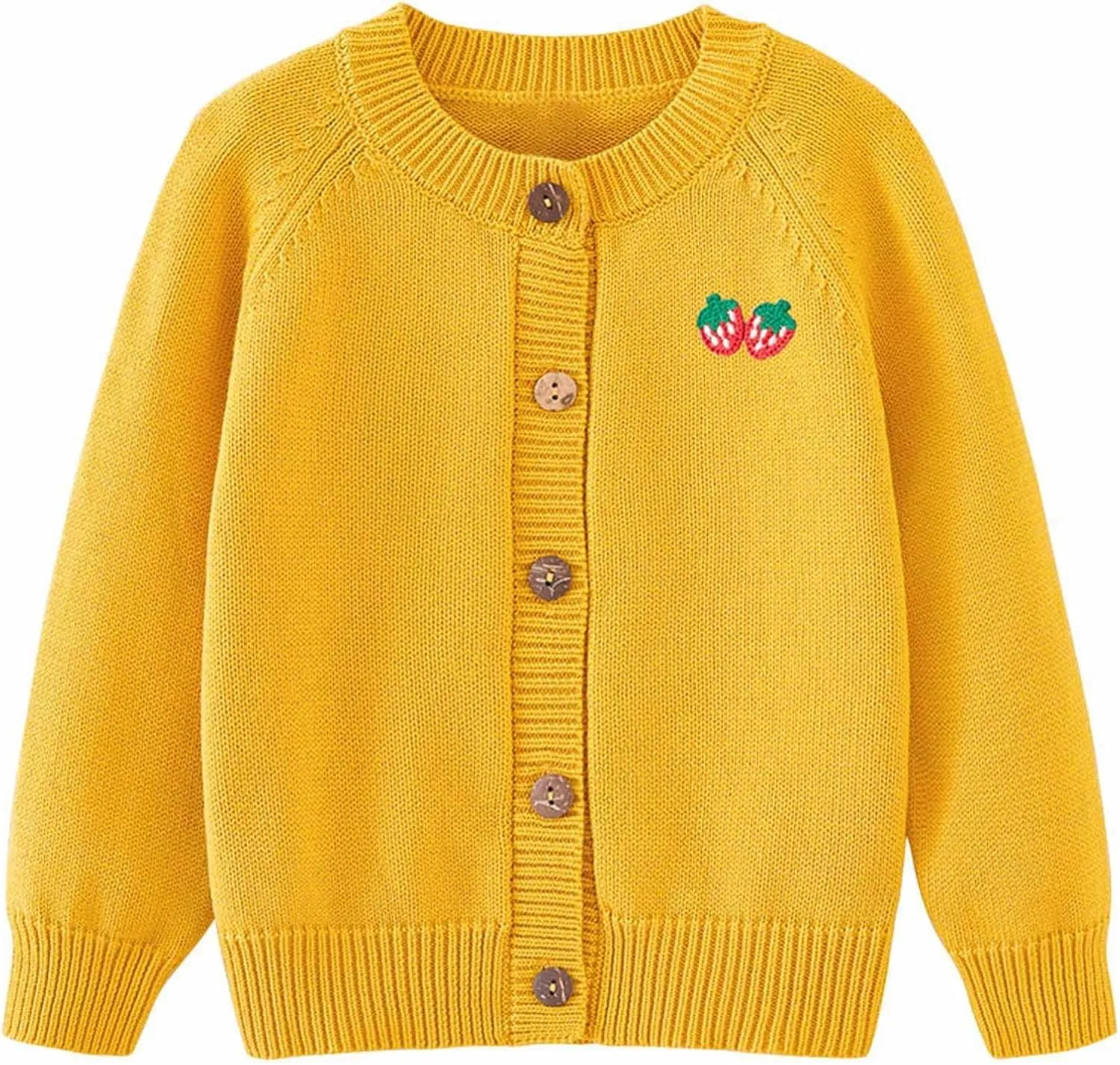 Toddler Little Girl Clothes Knitting Cardigan Sweater Winter Strawberry Print Button Solid Color Knit Jacket