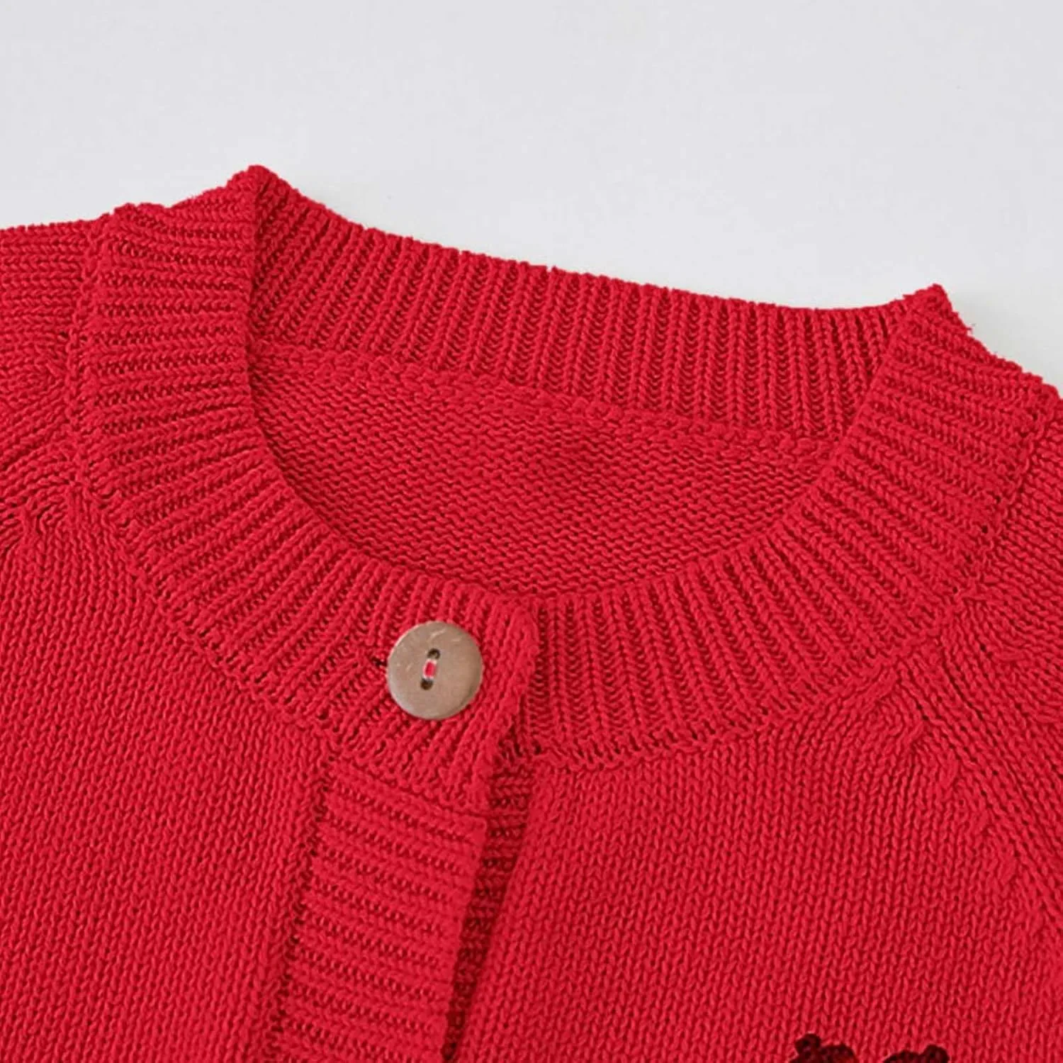 Toddler Little Girl Clothes Knitting Cardigan Sweater Winter Strawberry Print Button Solid Color Knit Jacket