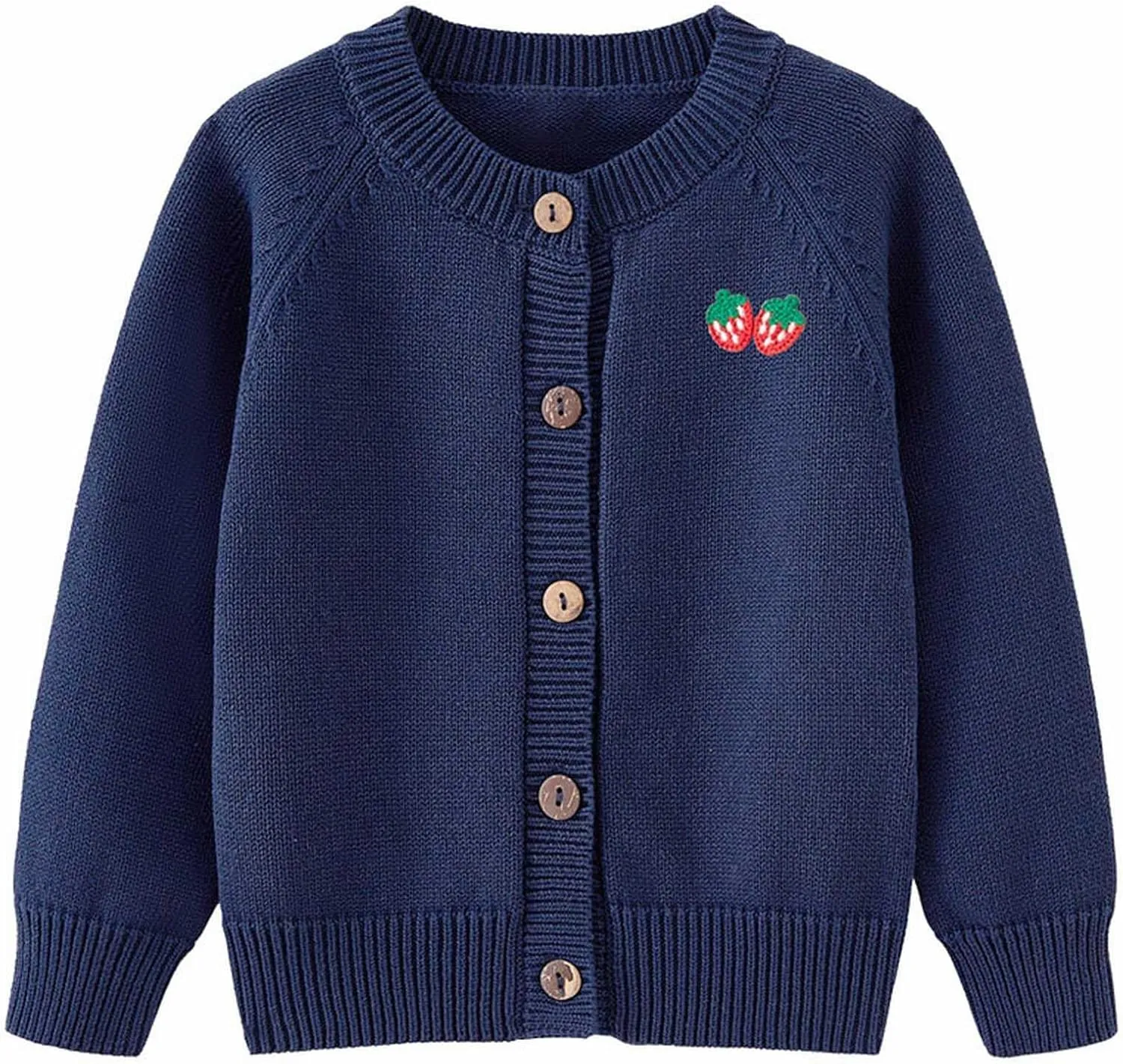 Toddler Little Girl Clothes Knitting Cardigan Sweater Winter Strawberry Print Button Solid Color Knit Jacket
