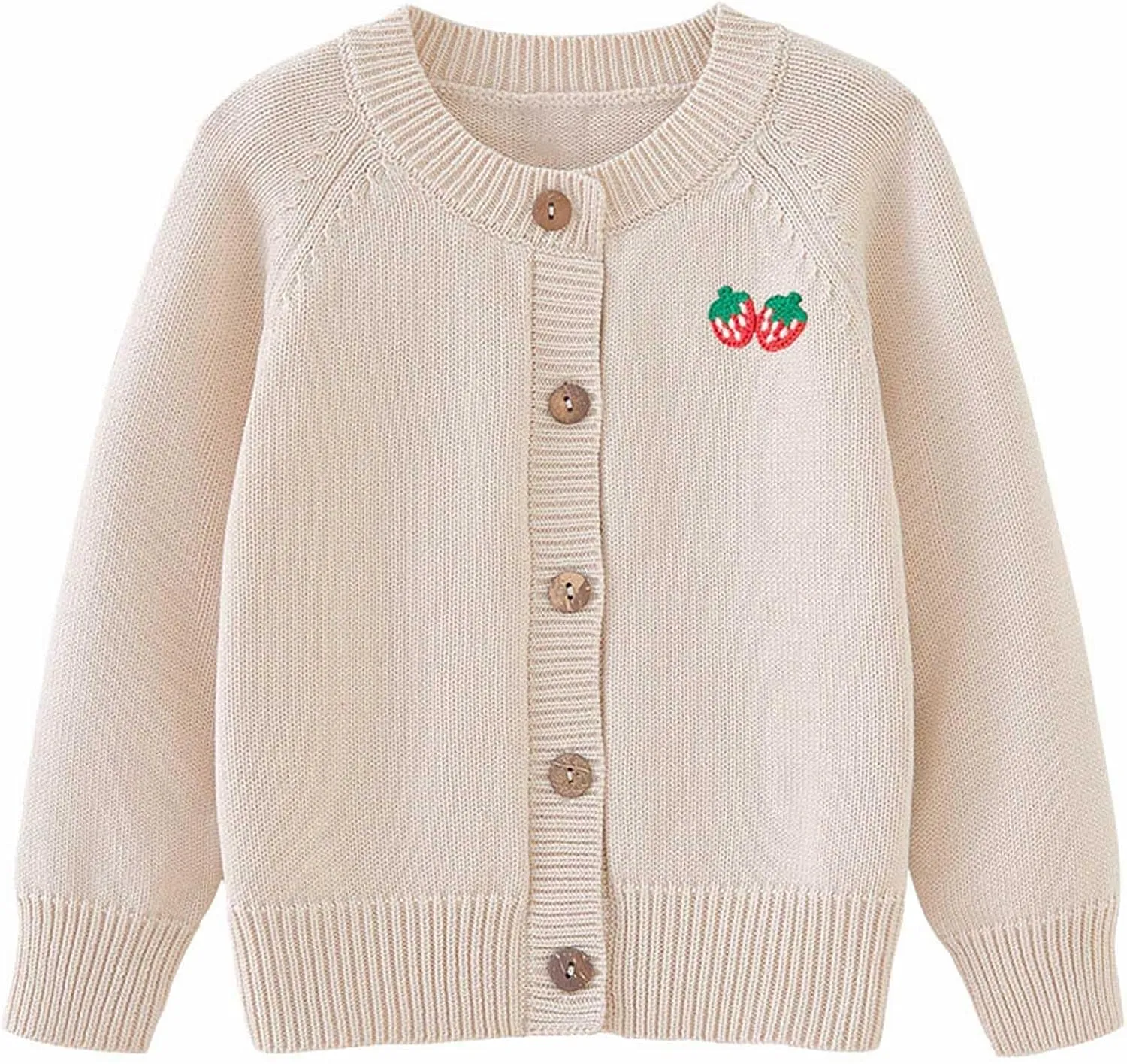 Toddler Little Girl Clothes Knitting Cardigan Sweater Winter Strawberry Print Button Solid Color Knit Jacket