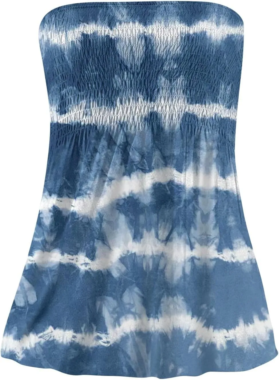 Tube Tops for Women Sleeveless Smocked Ruffled Tanks Strapless Floral Print Tube Tops Lightweight Sexy Bandeau