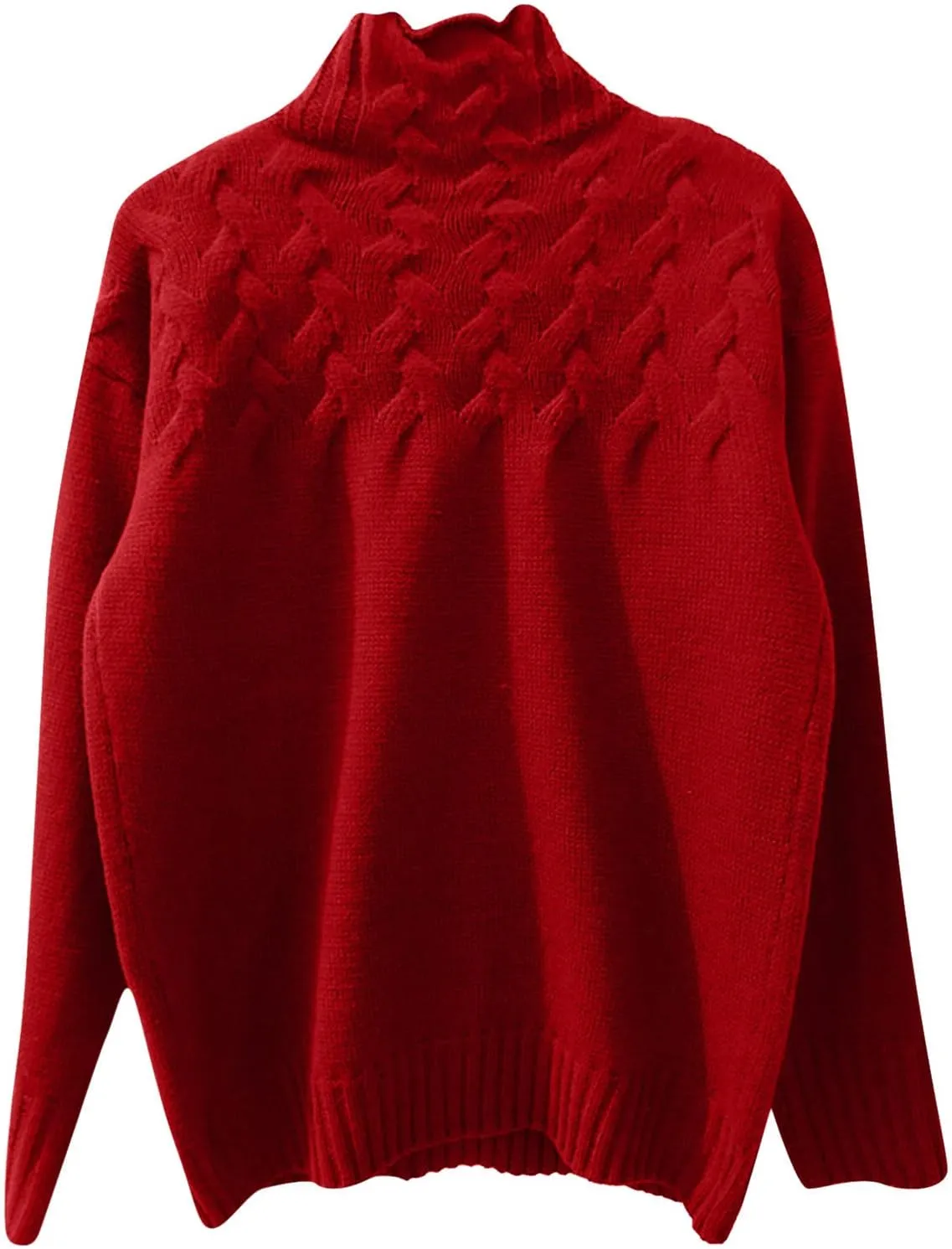 Turtleneck Pullover Tops Oversized Long Sleeve Knitted Pullover Fall Winter Trendy Basic Jumper Tops Crop Sweaters