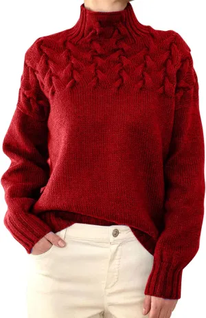 Turtleneck Pullover Tops Oversized Long Sleeve Knitted Pullover Fall Winter Trendy Basic Jumper Tops Crop Sweaters