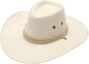 Unisex Cowboy Hat Solid Wide Brim Western Style Blowler Breathtable Belt Drawstring Sun Hats PU Leather Tees Adult