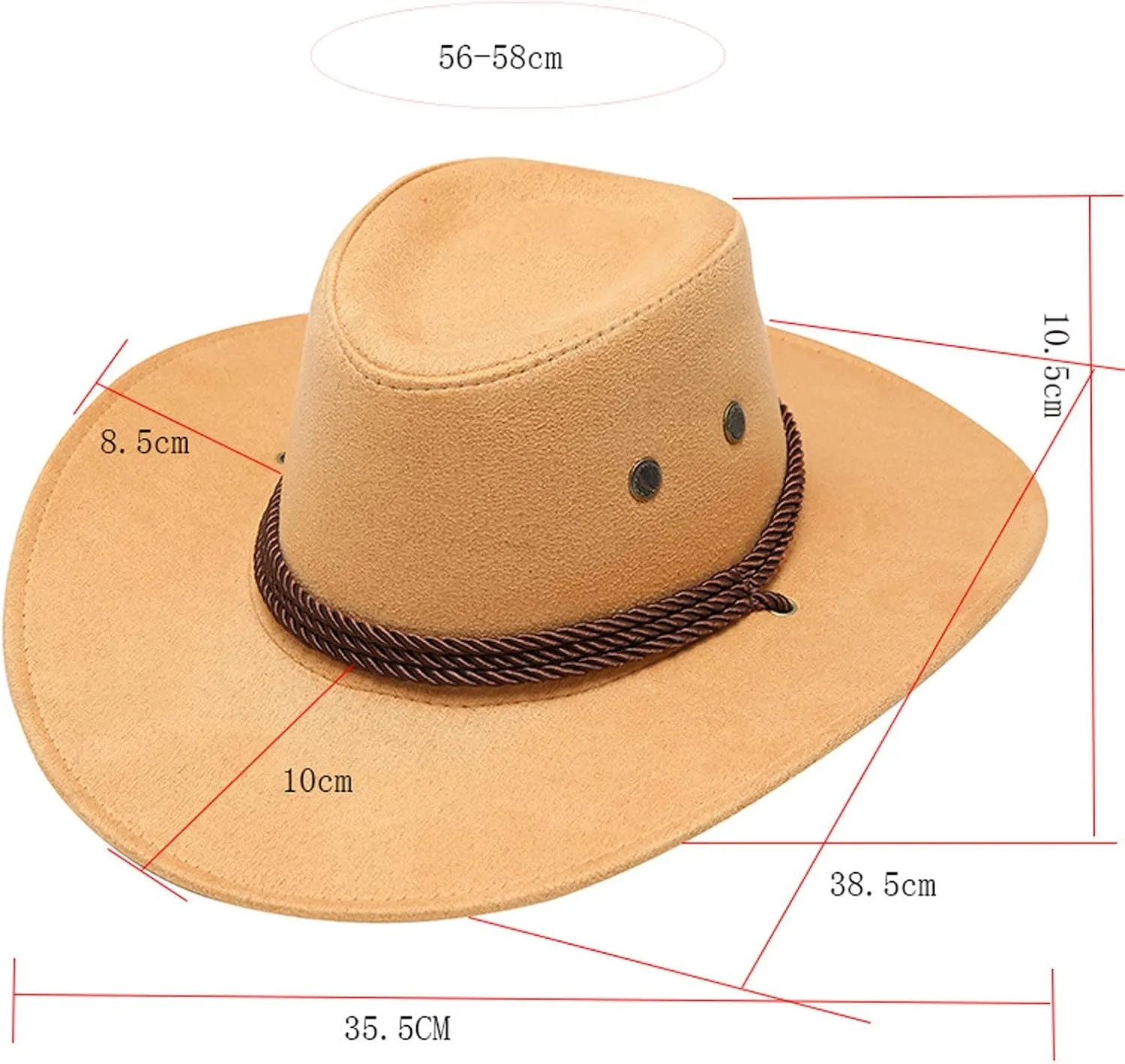 Unisex Cowboy Hat Solid Wide Brim Western Style Blowler Breathtable Belt Drawstring Sun Hats PU Leather Tees Adult