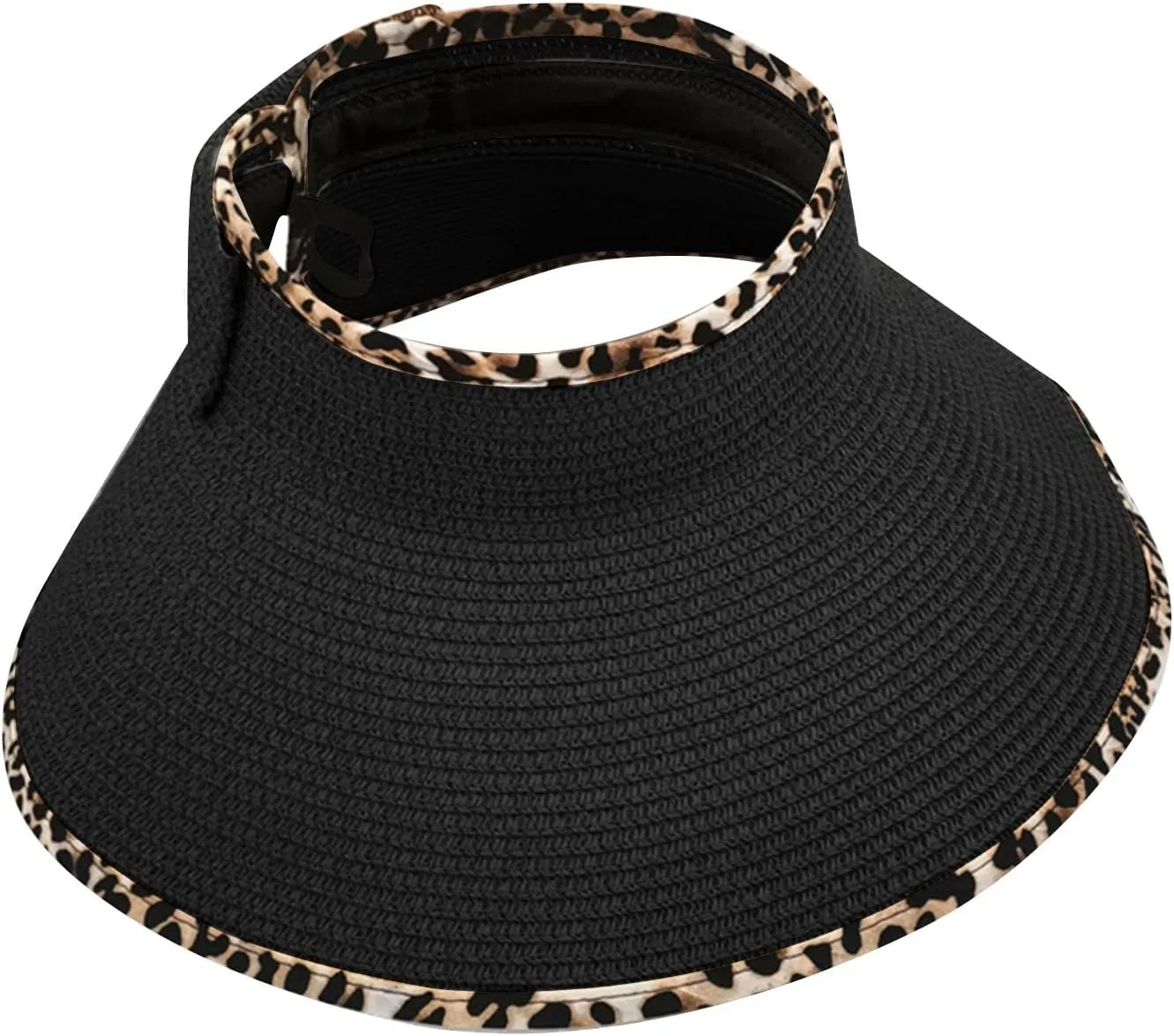 UPF 50  Sun Visors for Women Wide Brim Beach Hat Ponytail Hats for Women Foldable Lightweight Travel Hats