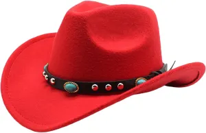 Western Cowboy Hats for Women, Cowgirl Hat with Feathers, Straw Cowboy Hat, Men Halloween Party Costume Accessory