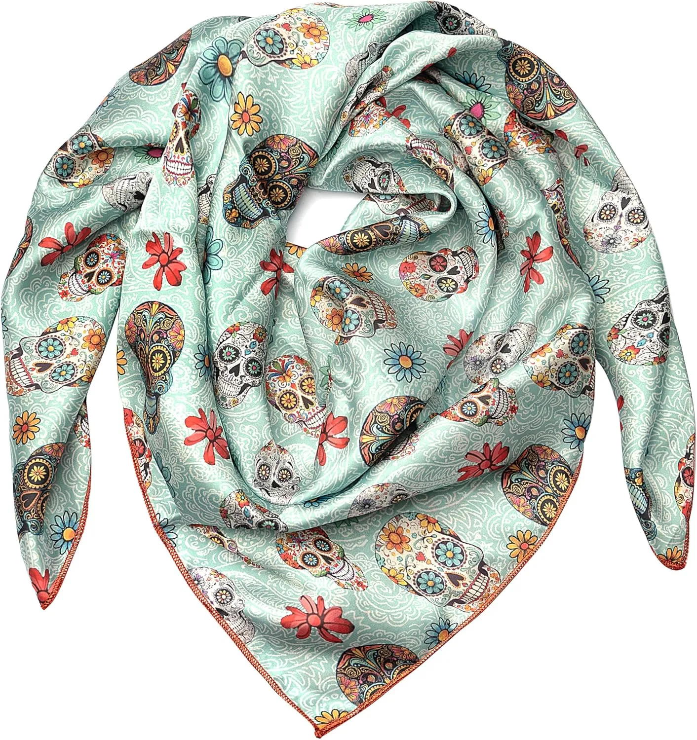 Western Cowboy Wild Rag Silk Scarf Bandana Square Silky 38'' Scarves for Men & Women