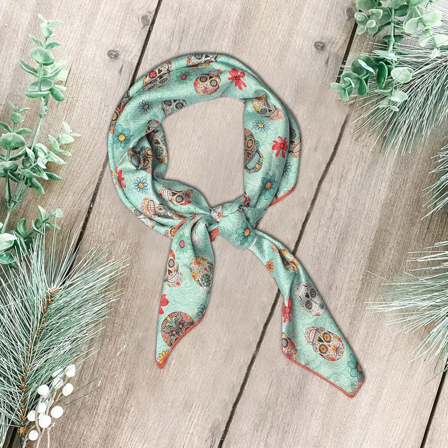 Western Cowboy Wild Rag Silk Scarf Bandana Square Silky 38'' Scarves for Men & Women