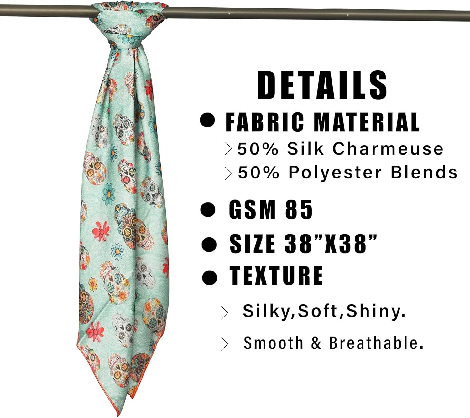 Western Cowboy Wild Rag Silk Scarf Bandana Square Silky 38'' Scarves for Men & Women