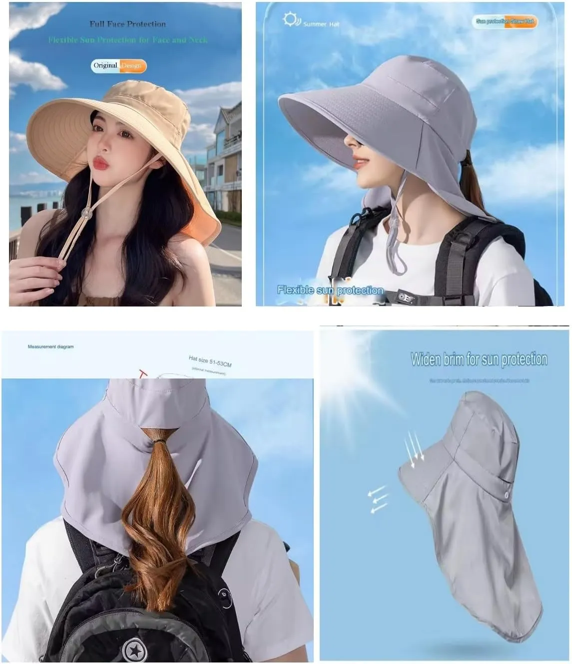 Wide Brim Sun Hat for Women UPF 50  Bucket Beach Essential Visor Outings Hiking Gardening Camping Travel Hats
