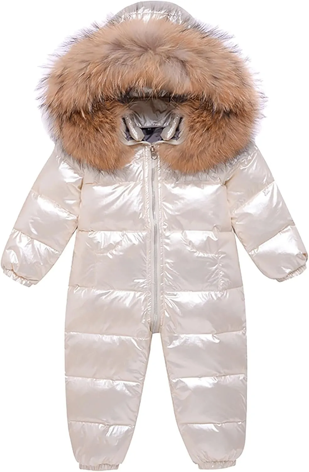 Winter Down Jumpsuit for Kids Baby Boys Girls Lightweight Puffer Thick Long Sleeve Romper Hooded Infant Outerwear