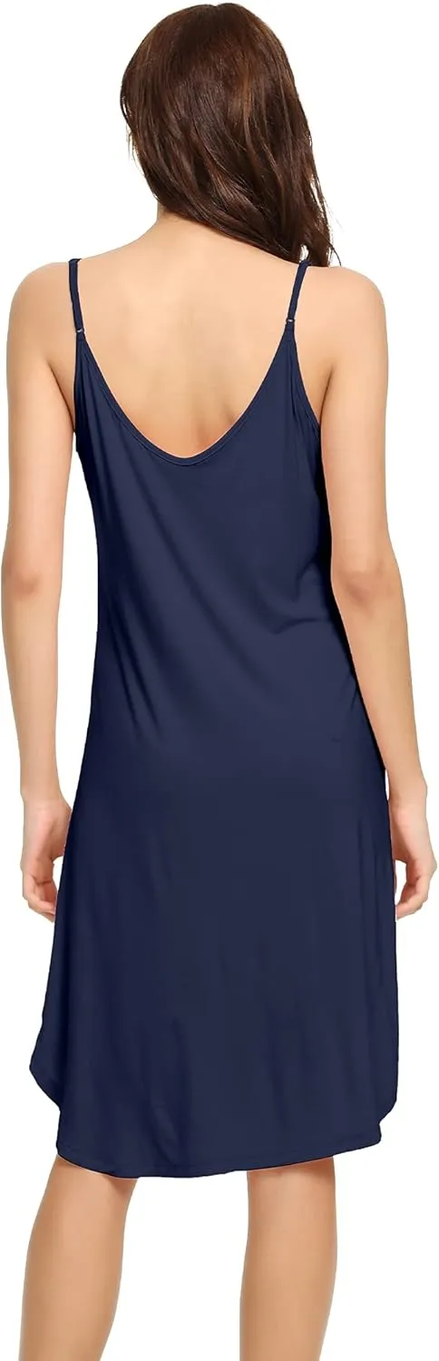 WiWi Slip Dress for Women Plus Size Chemise Nightgown Full Spaghetti Strap Dresses-Viscose made from Bamboo S-4X