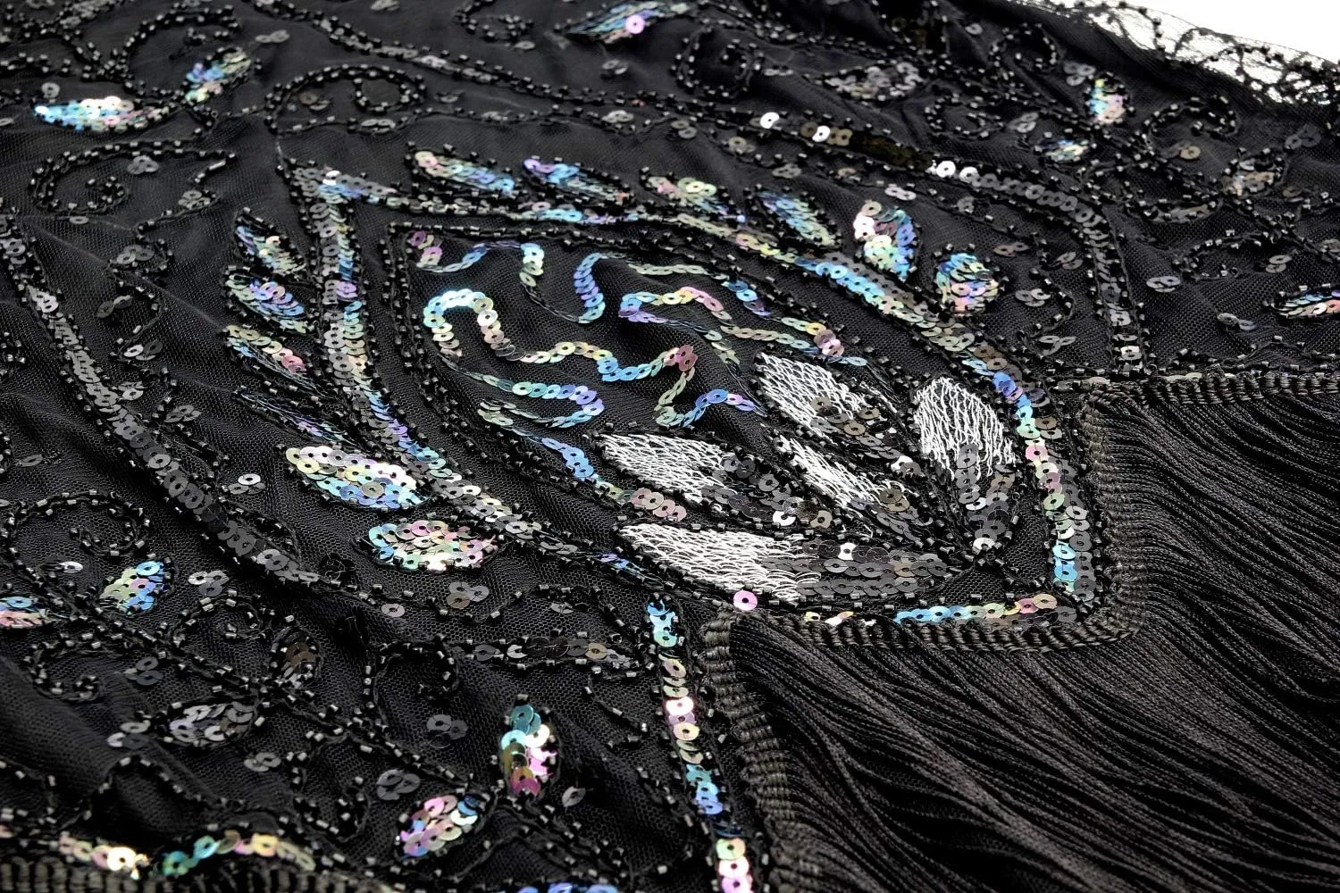 Women 1920S V Neck Sequined Beaded Gatsby Flapper Dress with 20s Accessories Set